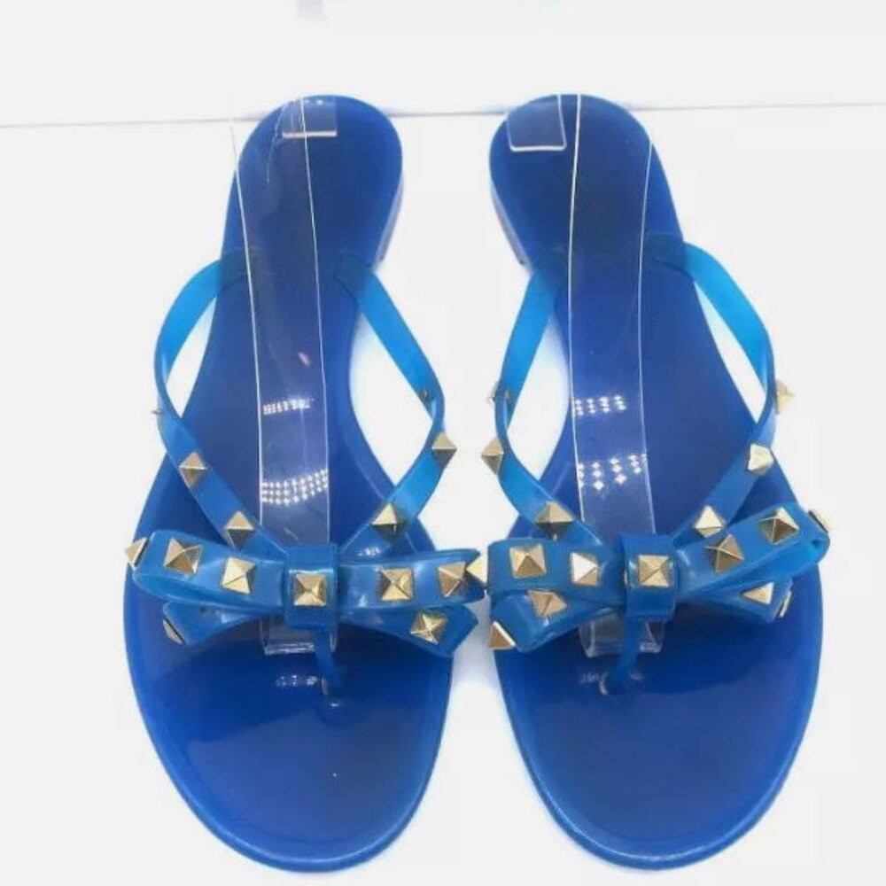Valentino Rockstud PVC Flat Thong Sandals size 39